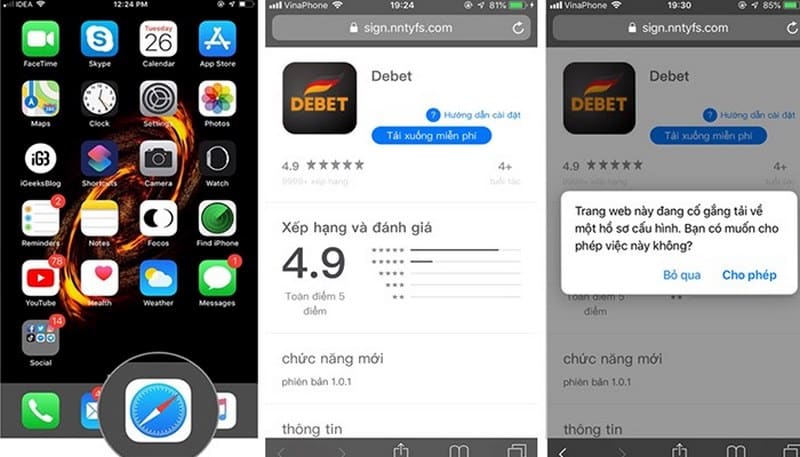 Tải app Debet về điện thoại hệ điều hành IOS